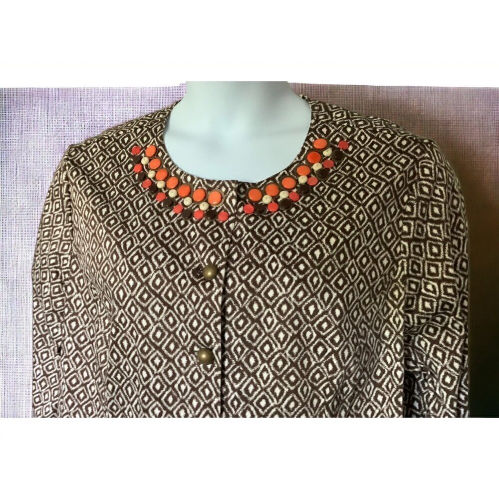 Ruby Rd Brown Diamond Pattern Cotton Blend Embell… - image 3